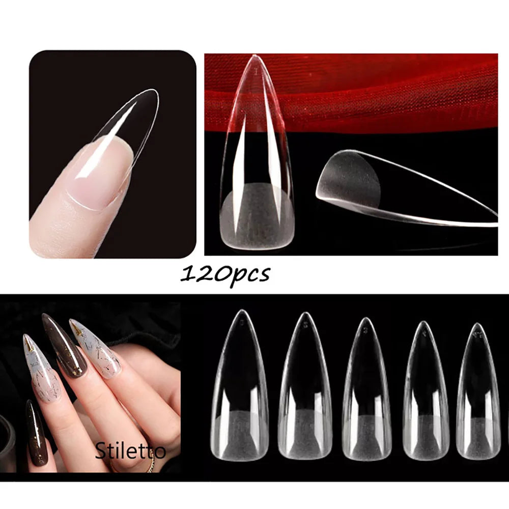 Carsine Matte Press On Nail Tips Soft Full Cover False Nails Oval Almond Sculpted Fake Nail 120pcs/bag 983-120pcs