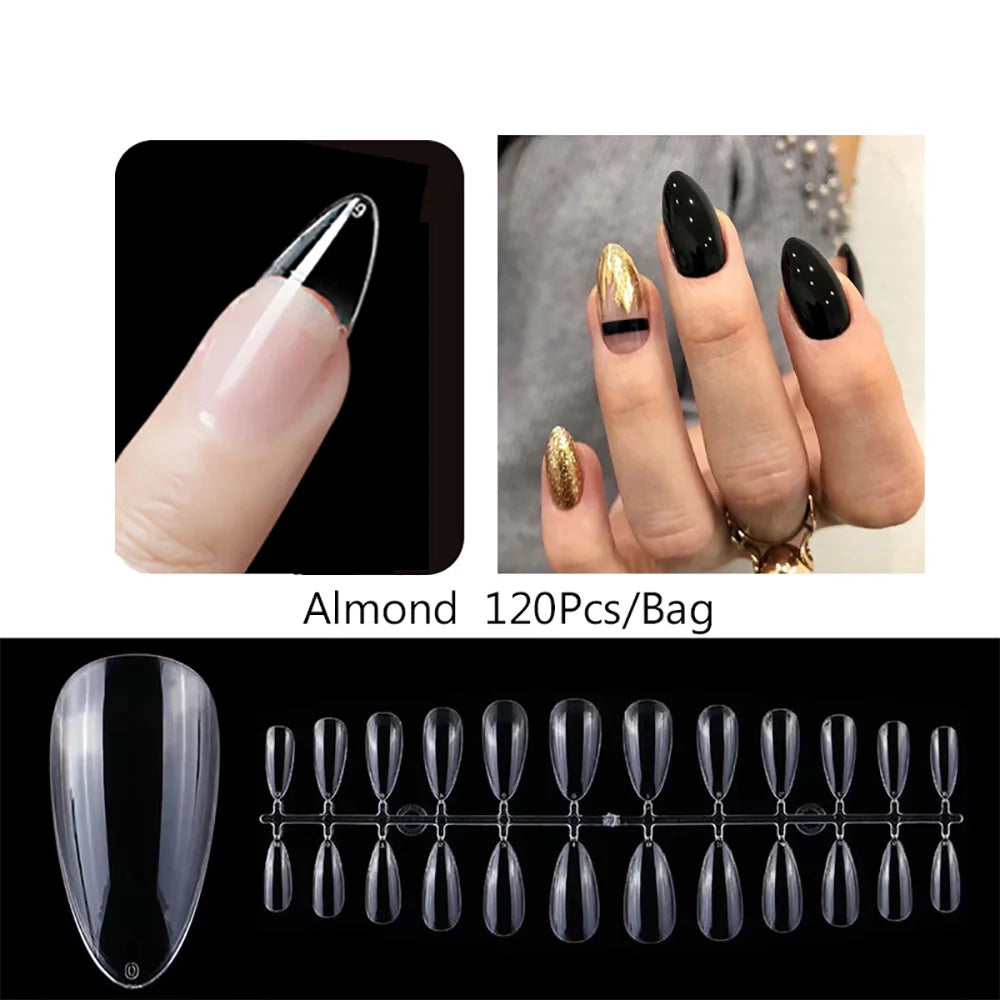 Carsine Matte Press On Nail Tips Soft Full Cover False Nails Oval Almond Sculpted Fake Nail 120pcs/bag 927-120pcs