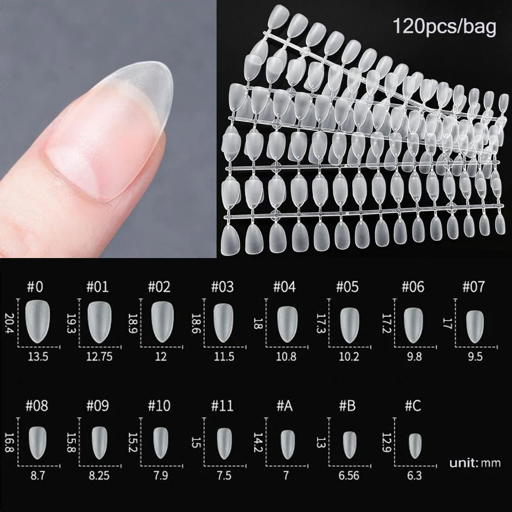 Carsine Matte Press On Nail Tips Soft Full Cover False Nails Oval Almond Sculpted Fake Nail 120pcs/bag 603-120pcs