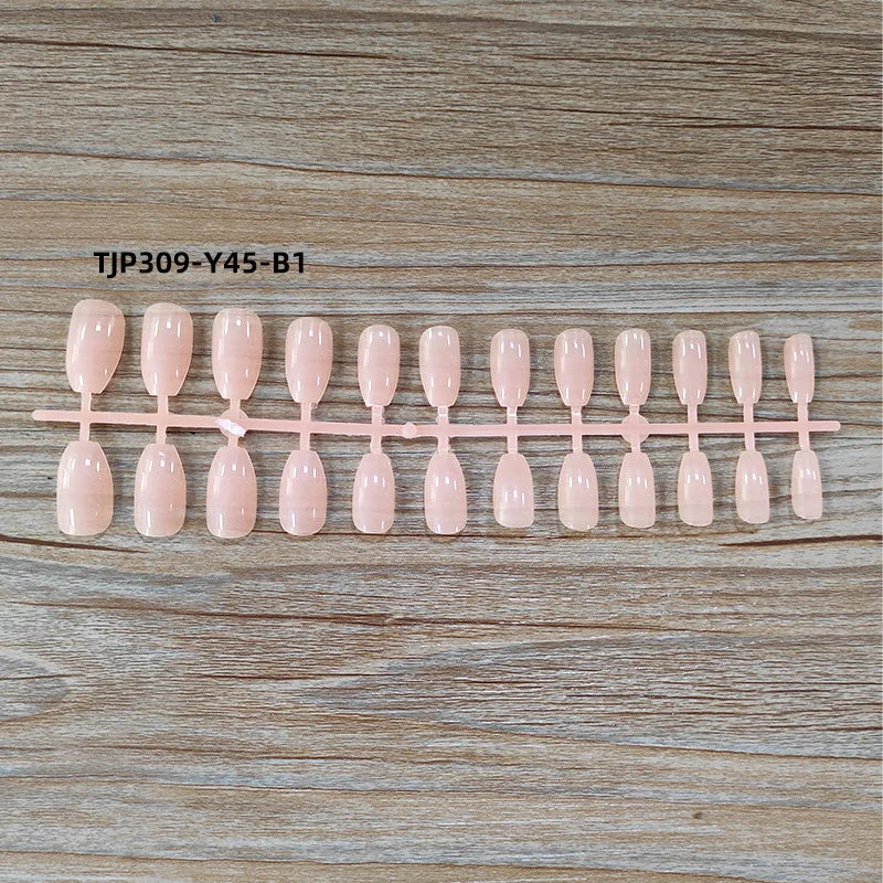 Carsine 24pcs Sweet Summer Fake Nails Patches Pink Glitter Nude Press on Nails Women Wearable Nail Art Stickers Full Finished False Nail G20