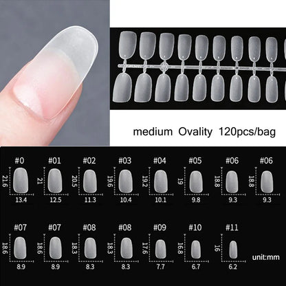 Carsine Matte Press On Nail Tips Soft Full Cover False Nails Oval Almond Sculpted Fake Nail 120pcs/bag 608-120pcs