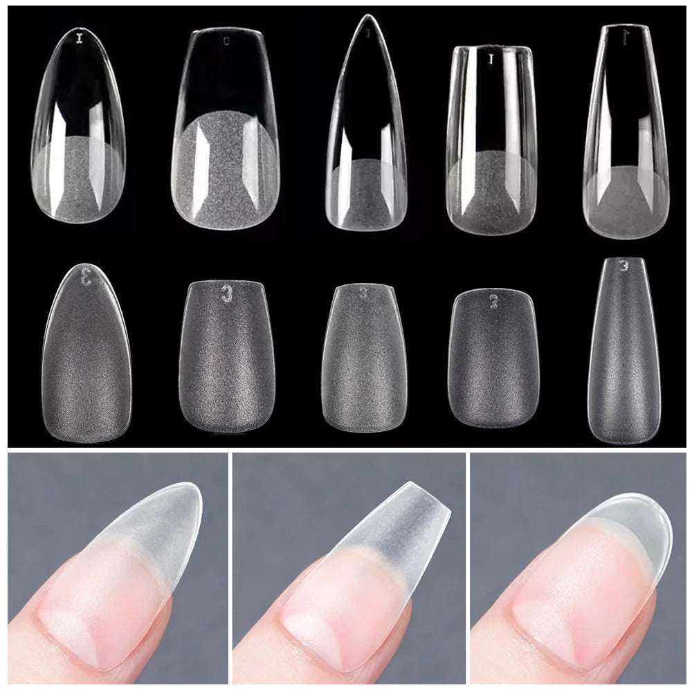 Carsine Matte Press On Nail Tips Soft Full Cover False Nails Oval Almond Sculpted Fake Nail 120pcs/bag