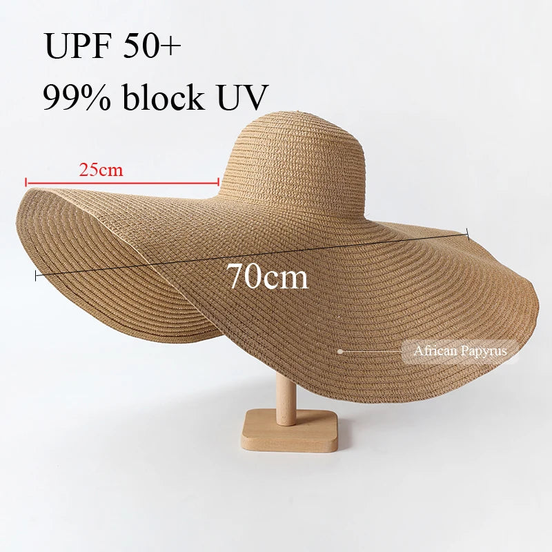 Carsine 70 cm/27 in Oversized Wide Brim Sun Hat Women's