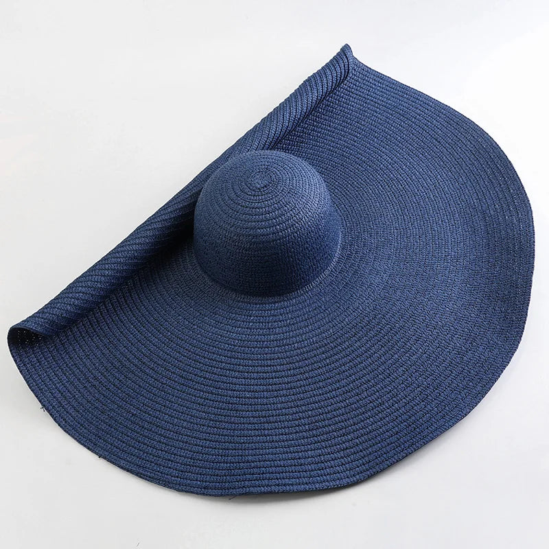 Carsine 70 cm/27 in Oversized Wide Brim Sun Hat Women's dark blue / 54-57cm/21-22in