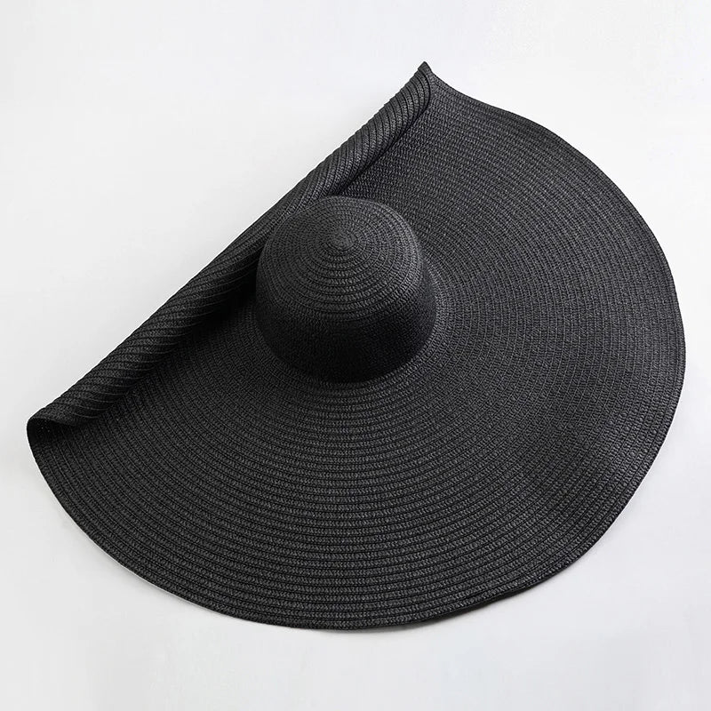 Carsine 70 cm/27 in Oversized Wide Brim Sun Hat Women's black / 54-57cm/21-22in