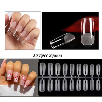 Carsine Matte Press On Nail Tips Soft Full Cover False Nails Oval Almond Sculpted Fake Nail 120pcs/bag 986-120pcs