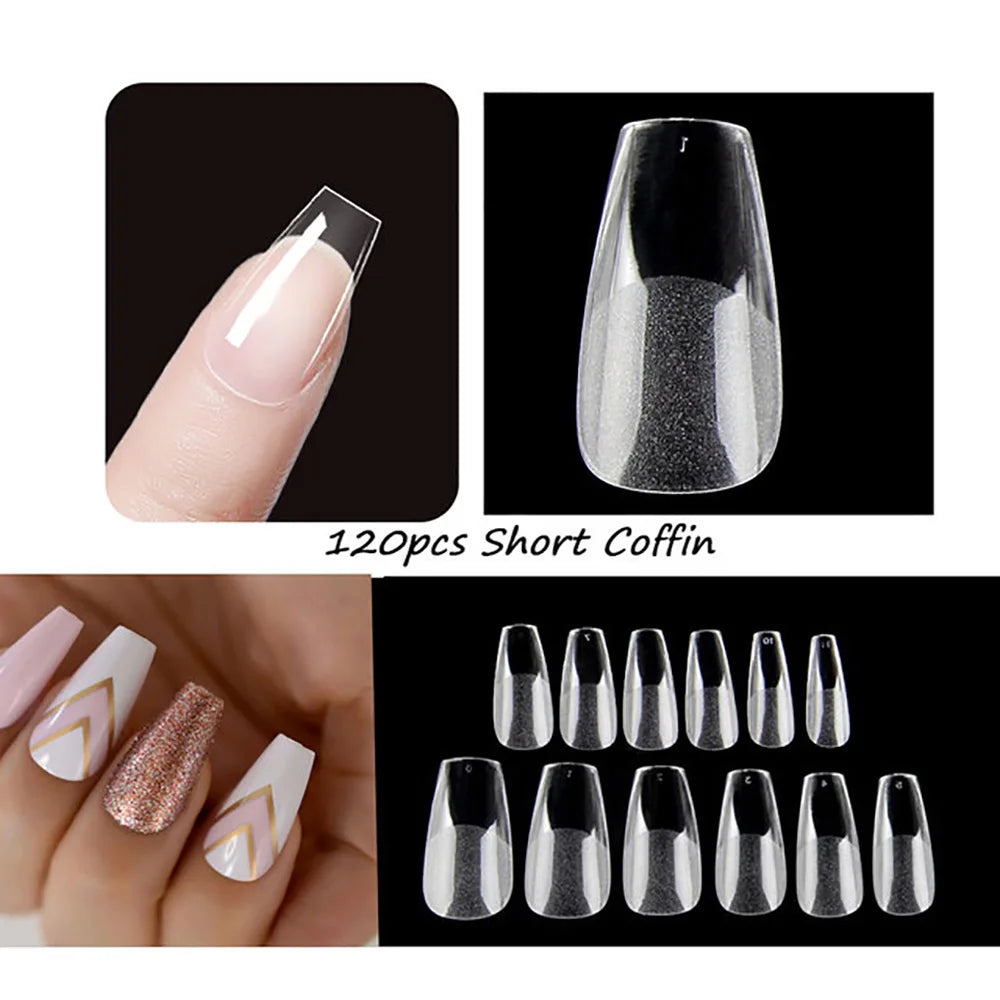 Carsine Matte Press On Nail Tips Soft Full Cover False Nails Oval Almond Sculpted Fake Nail 120pcs/bag 984-120pcs