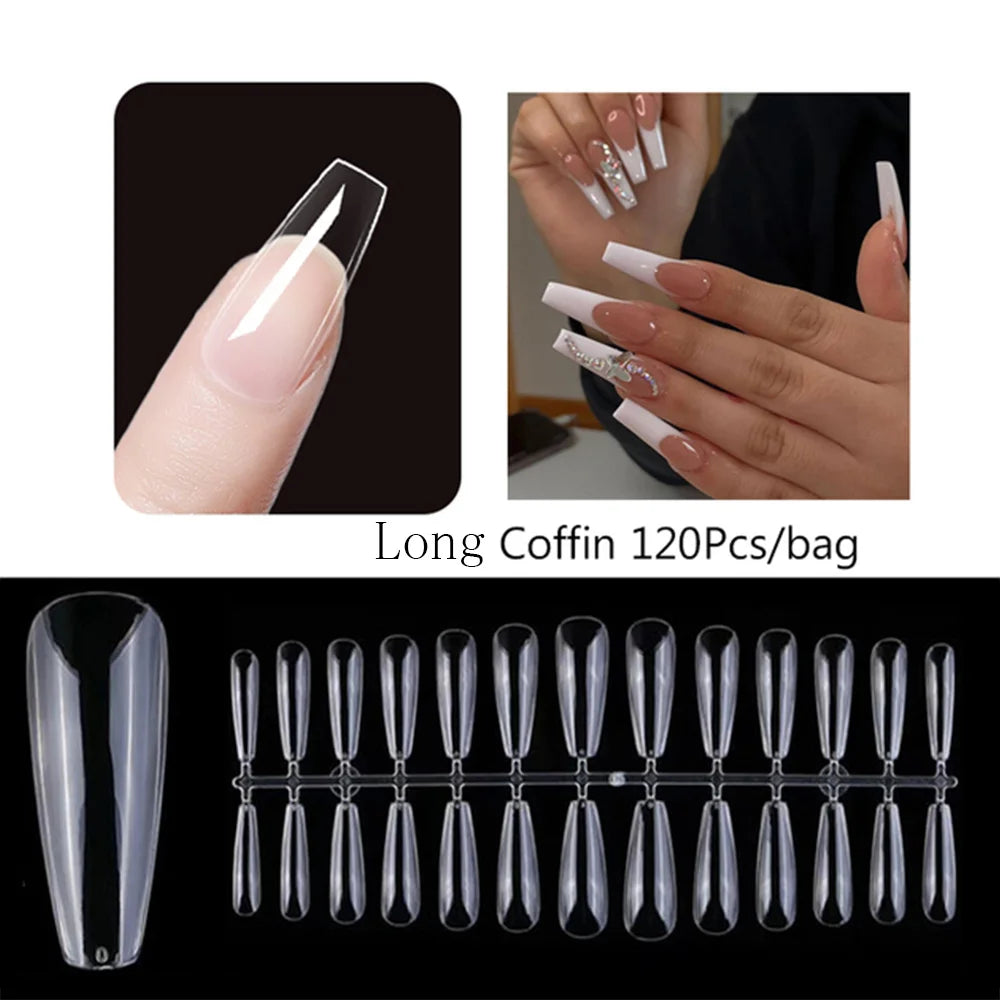 Carsine Matte Press On Nail Tips Soft Full Cover False Nails Oval Almond Sculpted Fake Nail 120pcs/bag 929-120pcs