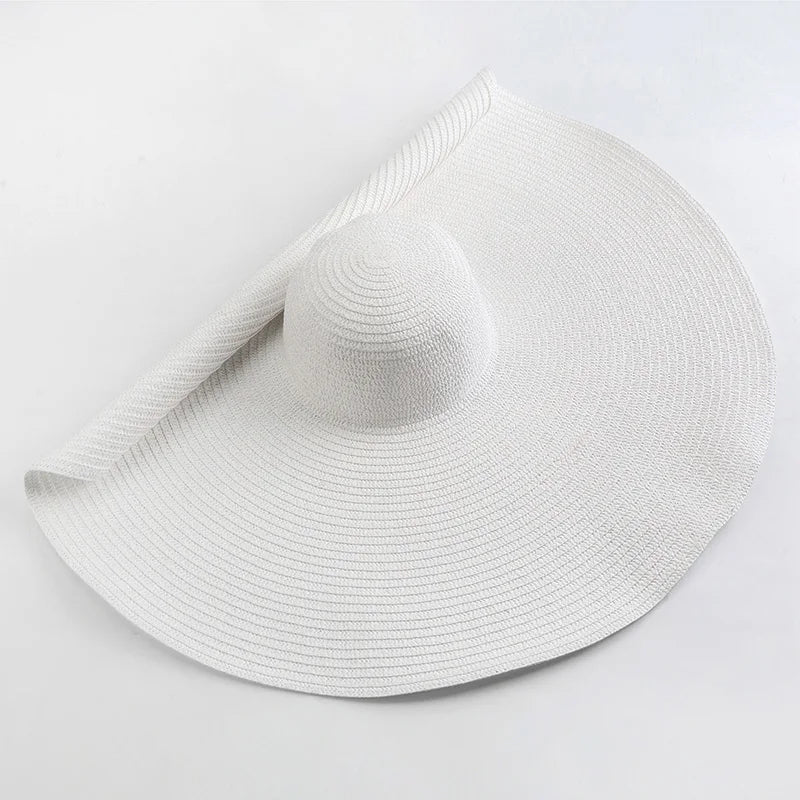 Carsine 70 cm/27 in Oversized Wide Brim Sun Hat Women's white / 54-57cm/21-22in