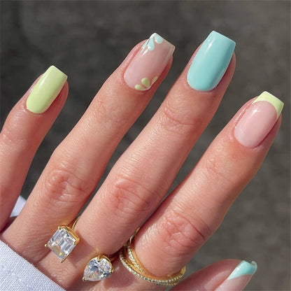 Carsine 24Pcs Gradient Acrylic Fake Nails Art Long Ballet Wearing Nails Fake Press on Nail Tips Full Cover Removable French False Nails PDJ1303-JP1802