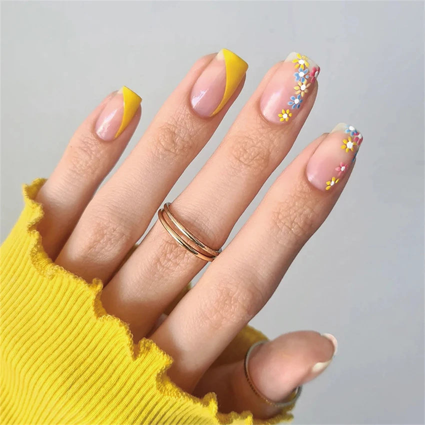 Carsine 24Pcs Gradient Acrylic Fake Nails Art Long Ballet Wearing Nails Fake Press on Nail Tips Full Cover Removable French False Nails PDJ1314-JP1827