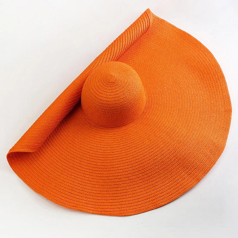 Carsine 70 cm/27 in Oversized Wide Brim Sun Hat Women's orange / 54-57cm/21-22in