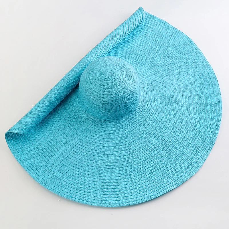 Carsine 70 cm/27 in Oversized Wide Brim Sun Hat Women's blue / 54-57cm/21-22in