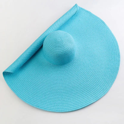 Carsine 70 cm/27 in Oversized Wide Brim Sun Hat Women's blue / 54-57cm/21-22in