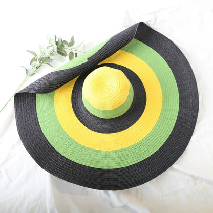 Carsine 70 cm/27 in Oversized Wide Brim Sun Hat Women's colorful 2 / 54-57cm/21-22in