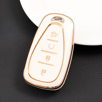 Carsine Chevrolet Car Key Case Golden Edge White / Key case