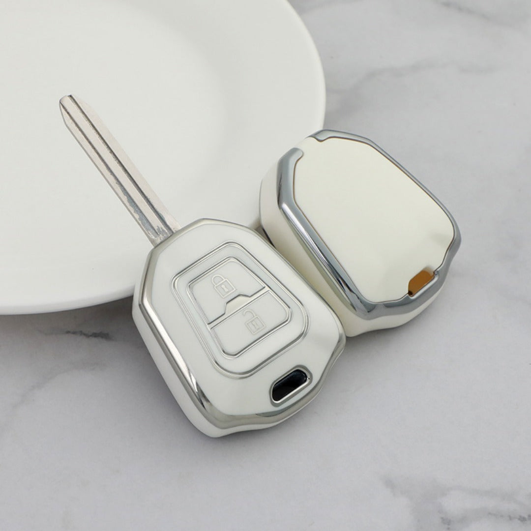 Isuzu Car Key Case Silver Edge