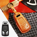 Carsine Premium Audi Leather Car Key Cover - Luxury Protection & Custom Fit for Audi Keys Brown / A