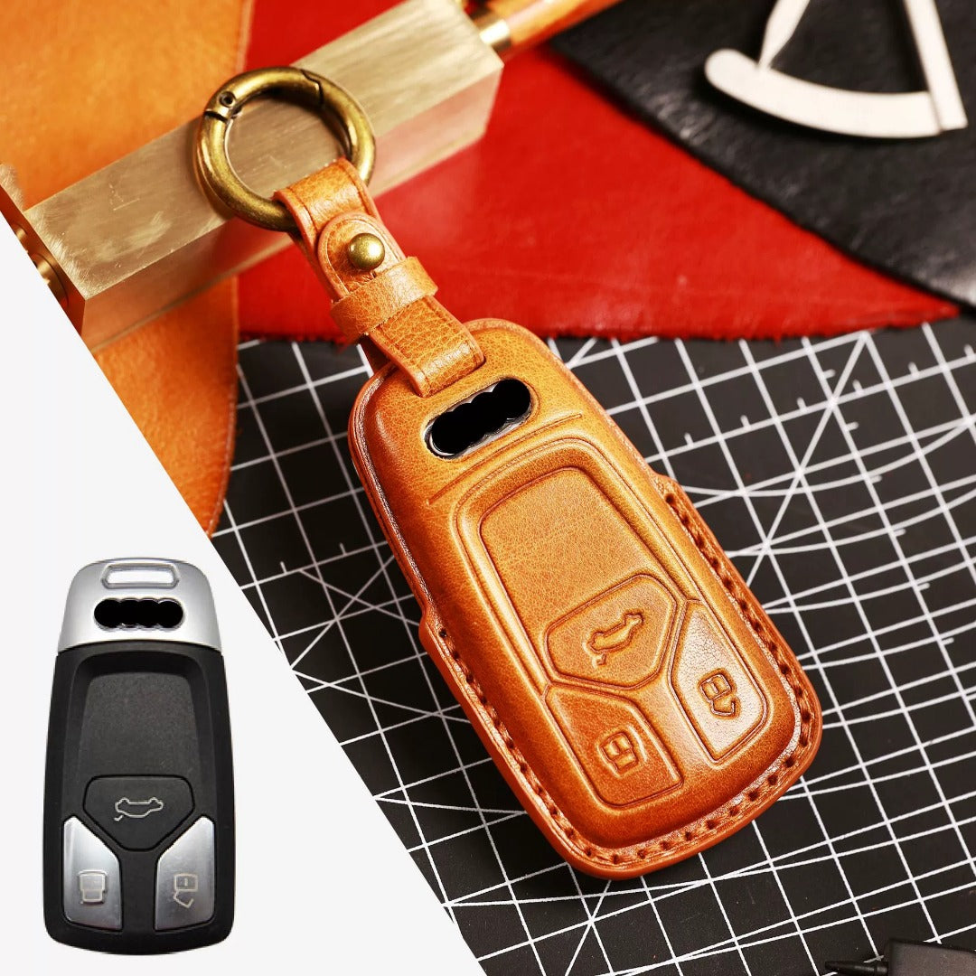 Premium Audi Leather Car Key Cover - Luxury Protection & Custom Fit for Audi Keys