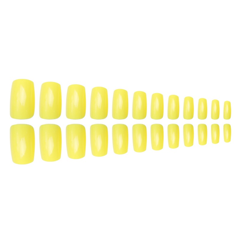 Carsine 24 Pcs Yellow Acrylic Fake Nails Press On