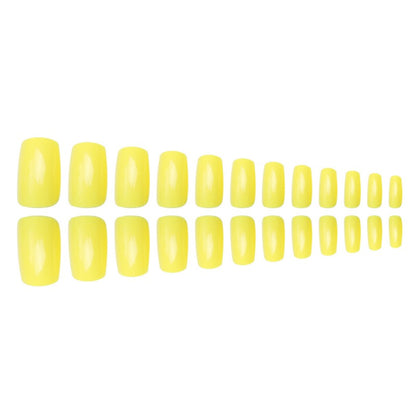 Carsine 24 Pcs Yellow Acrylic Fake Nails Press On