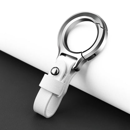 Top layer cowhide zinc alloy keychain