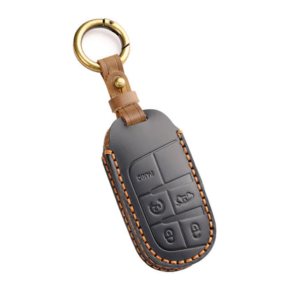 Jeep Cherokee Grand Commander Compass Leather Car Key Cover 5 Button