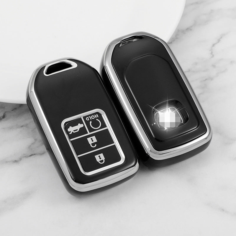 Carsine Honda Acura Car Key Cover Silver Edge Black / Key case