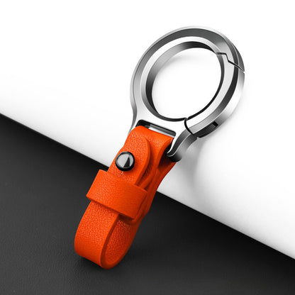 Top layer cowhide zinc alloy keychain