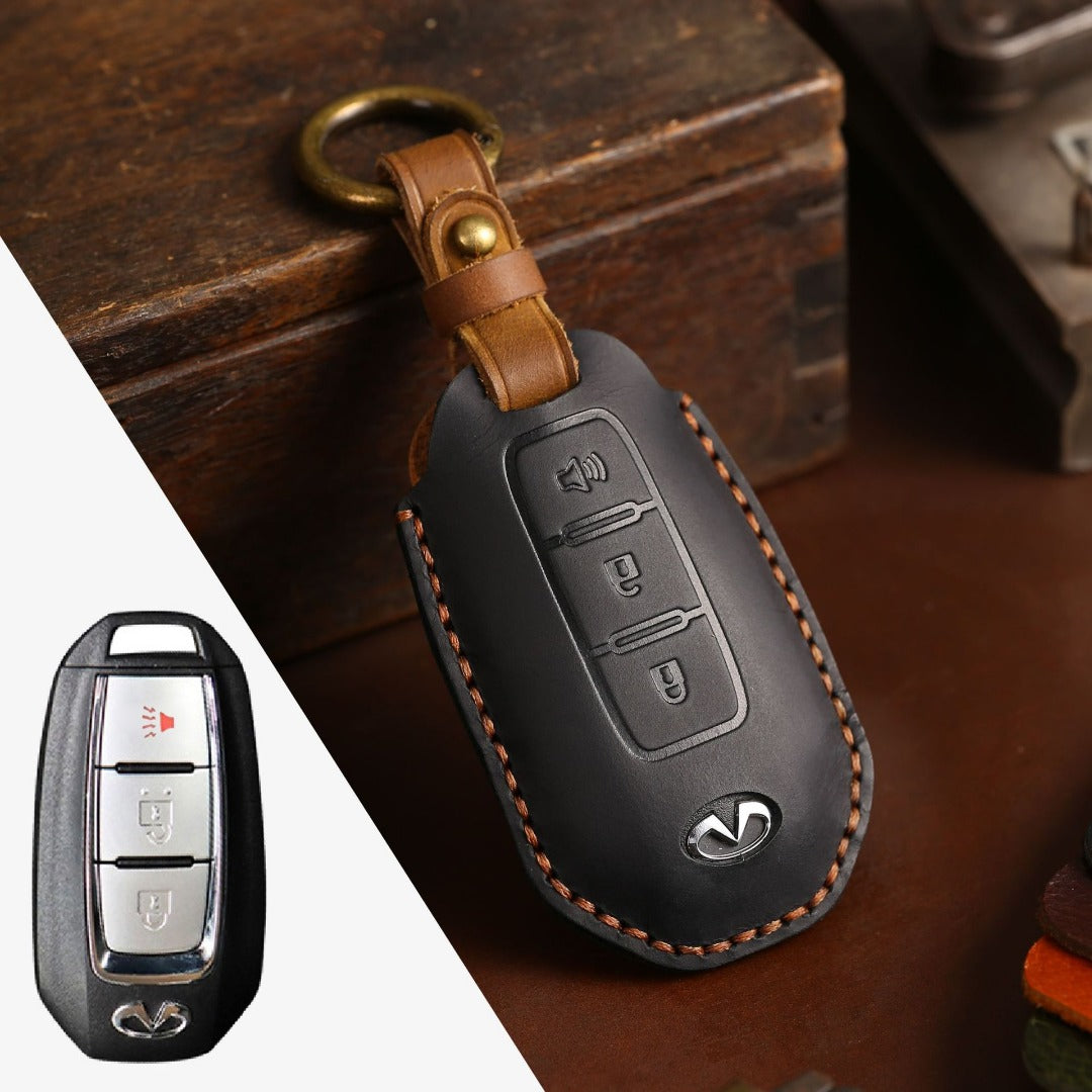 Infiniti Leather Car Key Cover 3,4 Button