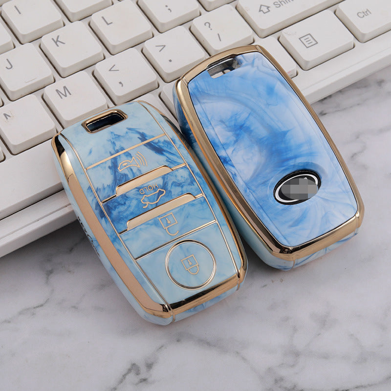 Carsine Kia Car Key Case Gold Inlaid With Jade Blue / Key case