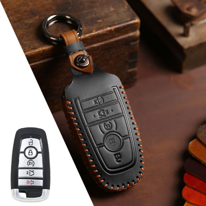 Ford Focus Explorer Kuga Sharp Aviator Lincoln Mondeo Edge F-150 Raptor Pickup Trucks Leather Car Key Cover 2,3,4,5 Button