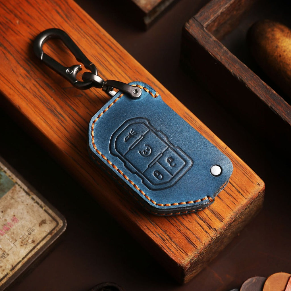Jeep Wrangler Autoschlüsselhülle aus Leder mit 2 oder 4 Tasten
