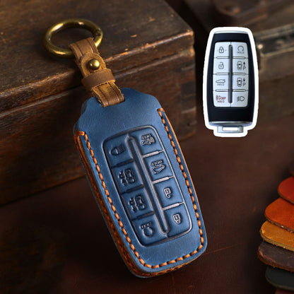 Genesis GV70 GV80 G90 Leather Car Key Cover 4,6,8 Button