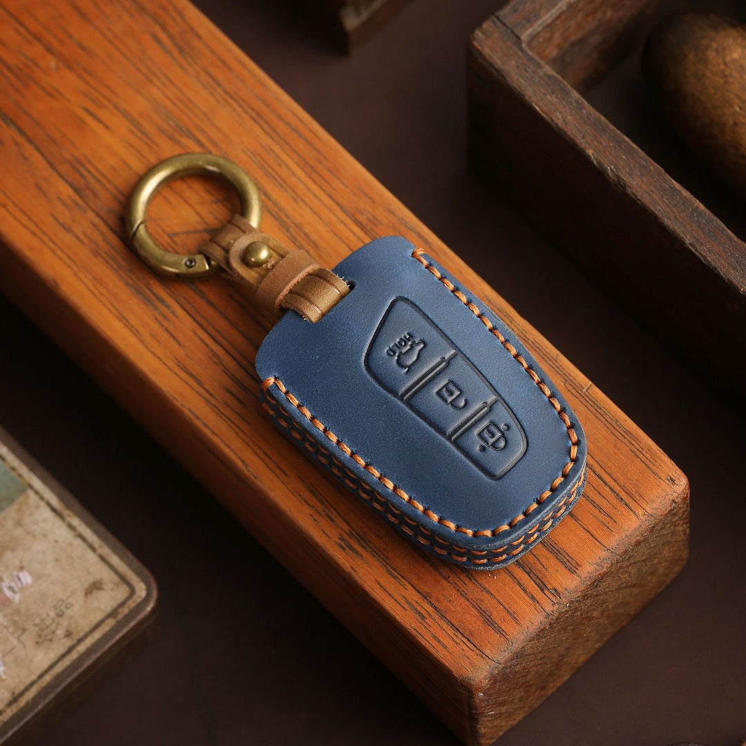 Carsine Hyundai IX45 Leather Car Key Cover 3,4 Button Black / 3 Button