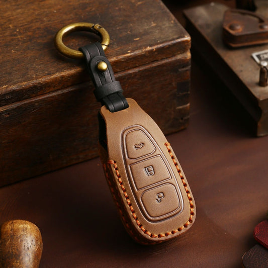 Ford EcoSport Focus Leather Car Key Cover 3 Button