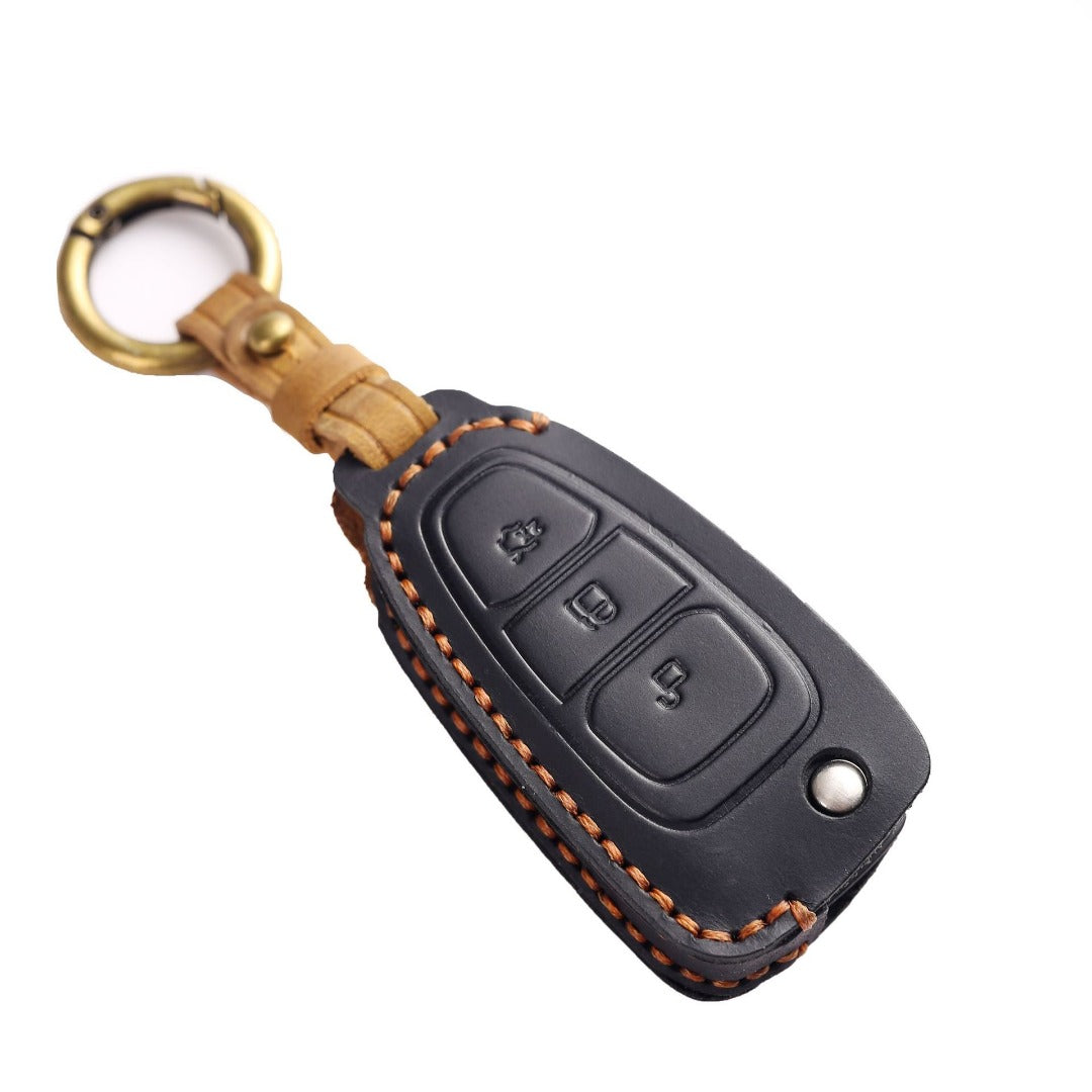 Ford EcoSport Focus Leather Car Key Cover 3 Button