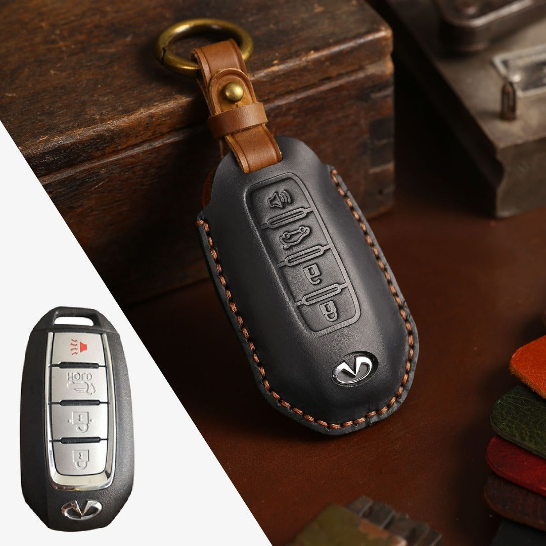 Infiniti Leather Car Key Cover 3,4 Button