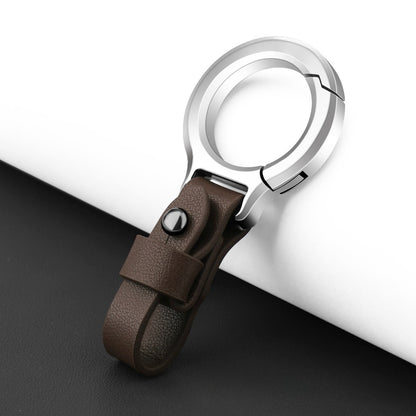 Top layer cowhide zinc alloy keychain