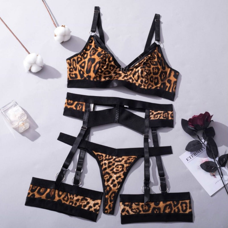 Leopard sexy Damen Unterwäsche Strumpfbänder