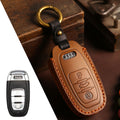 Carsine Audi A4L Q5L Q7 A4 A5 Leather Car Key Cover Brown