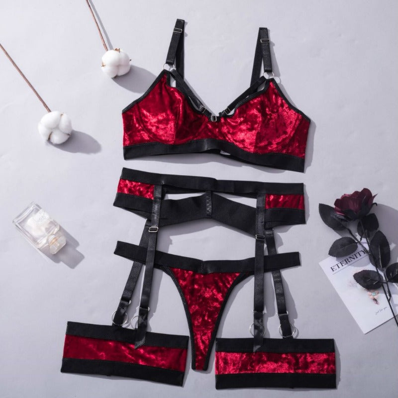 Sexy Bright Velvet Garter Straps G-String Thong | Enhances Curves | Soft & Breathable Lingerie for Special Nights Carsine Sexy Bright Velvet Garter Straps G-String Thong | Enhances Curves | Soft & Breathable Lingerie for Special Nights Carsine