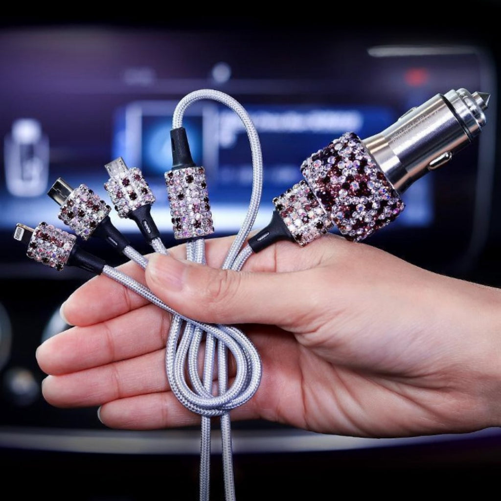 Car Rhinestone Charging Set