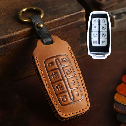 Genesis GV70 GV80 G90 Leather Car Key Cover 4,6,8 Button