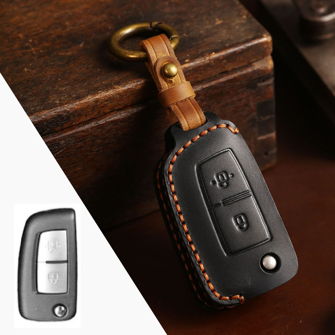 Nissan Sylphy Tiida X-Trail Qashqai Kicks Leather Car Key Cover 2,3 Button