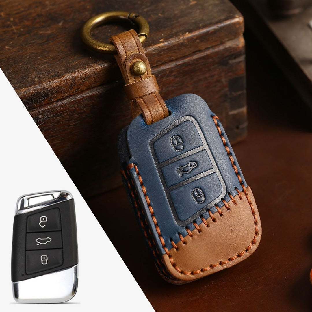 Volkswagen Lavida Bora Leather Car Key Cover 3 Button