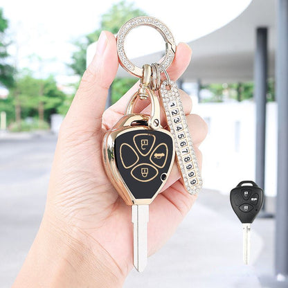 Carsine Toyota Car Key Case Golden Edge B / Black / Key case + O chain