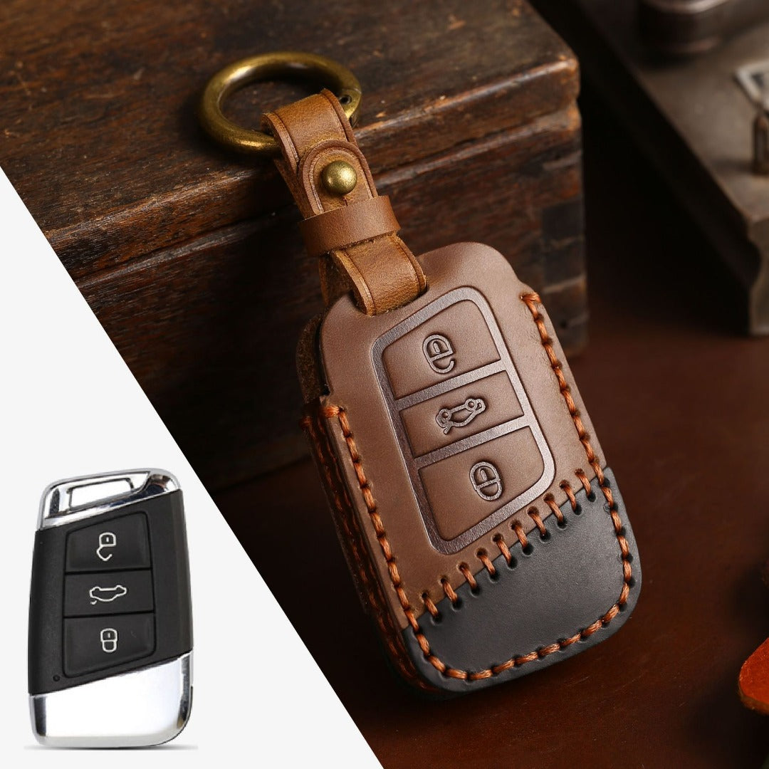 Volkswagen Lavida Bora Leather Car Key Cover 3 Button