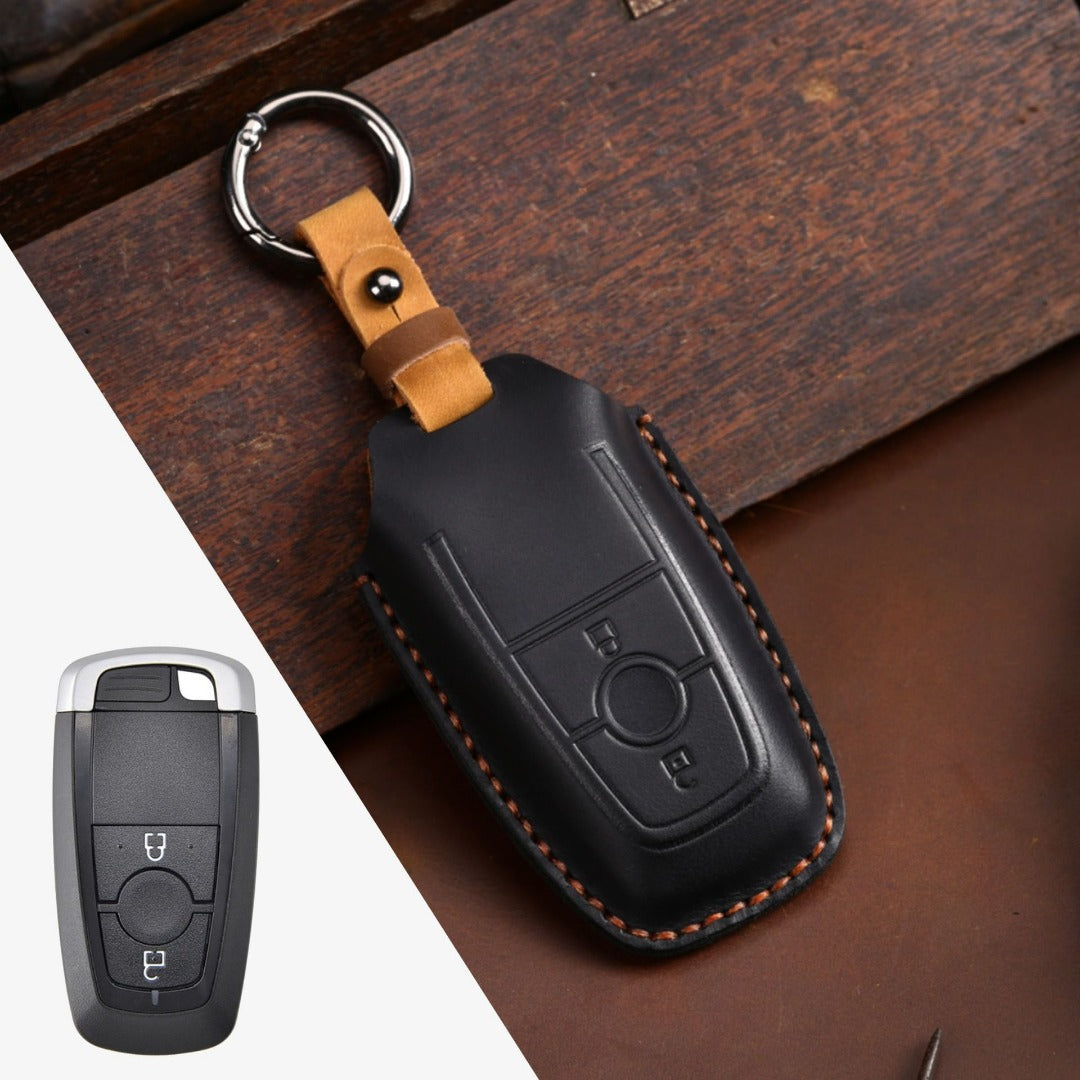 Ford Focus Explorer Kuga Sharp Aviator Lincoln Mondeo Edge F-150 Raptor Pickup Trucks Leather Car Key Cover 2,3,4,5 Button