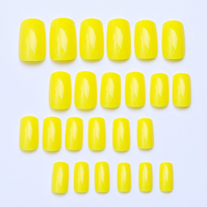 Carsine 24 Pcs Yellow Acrylic Fake Nails Press On